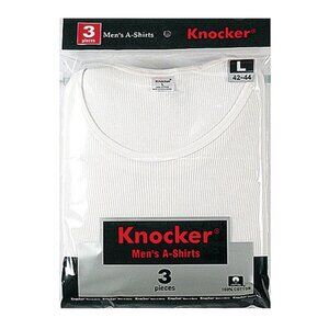 247 Frenzy Men's Knocker PACK OF 3 All White Cotton A-Tanks (AKW001_3PK)